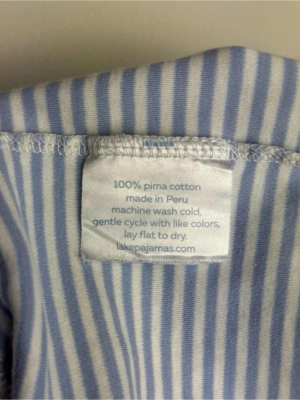 Lake Pajamas Light Blue & White Striped Pima Cotton Top